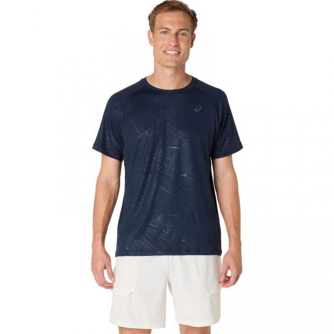 Camiseta Asics Game All Over Print SS Top Azul Medianoche