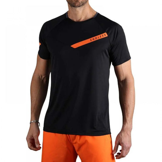 T-shirt Endless Tracer Noir Orange