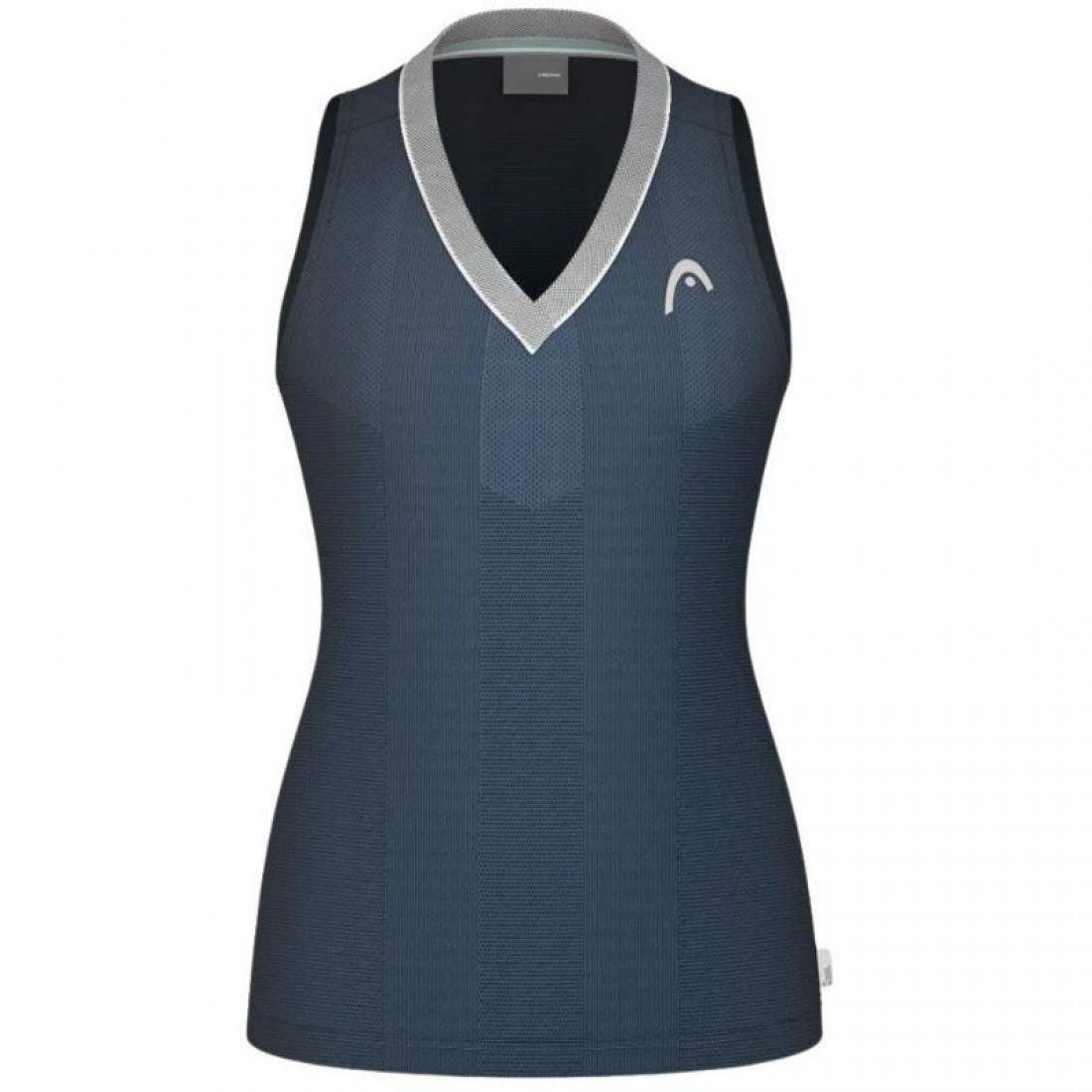 Camiseta Head Performance Azul Marino Plata Mujer