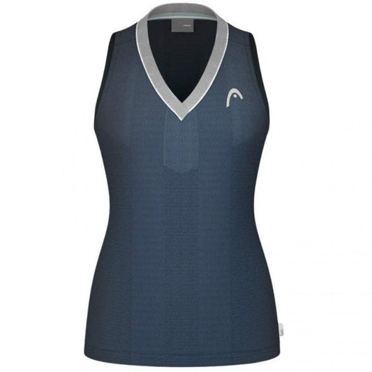 Camiseta Head Performance Azul Marino Plata Mujer
