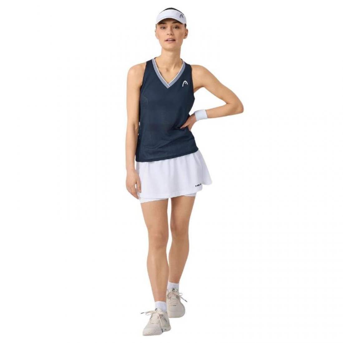 Camiseta Head Performance Azul Marino Plata Mujer