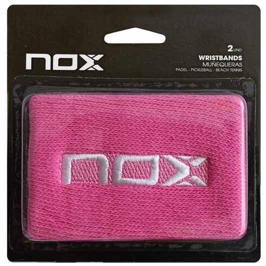 Munequeras Nox Rosa Logo Blanco 2 Unidades - Barata Oferta Outlet