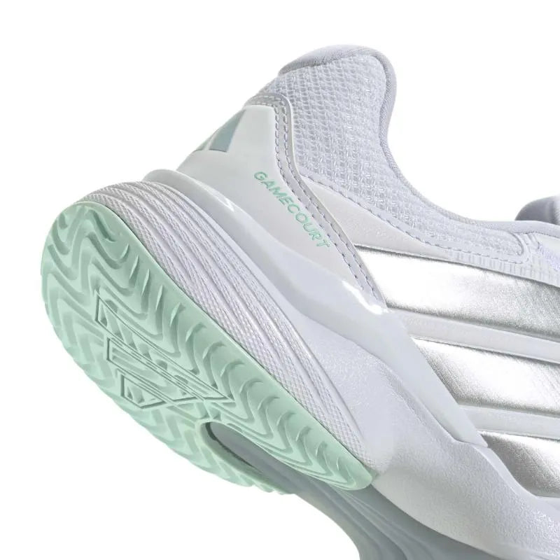 Adidas GameCourt 3 White Silver Women's Sneakers - Image 5