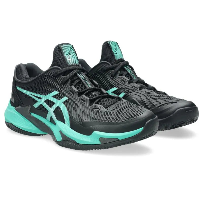 Baskets Asics Court FF 3 en terre battue noire turquoise - Image 4