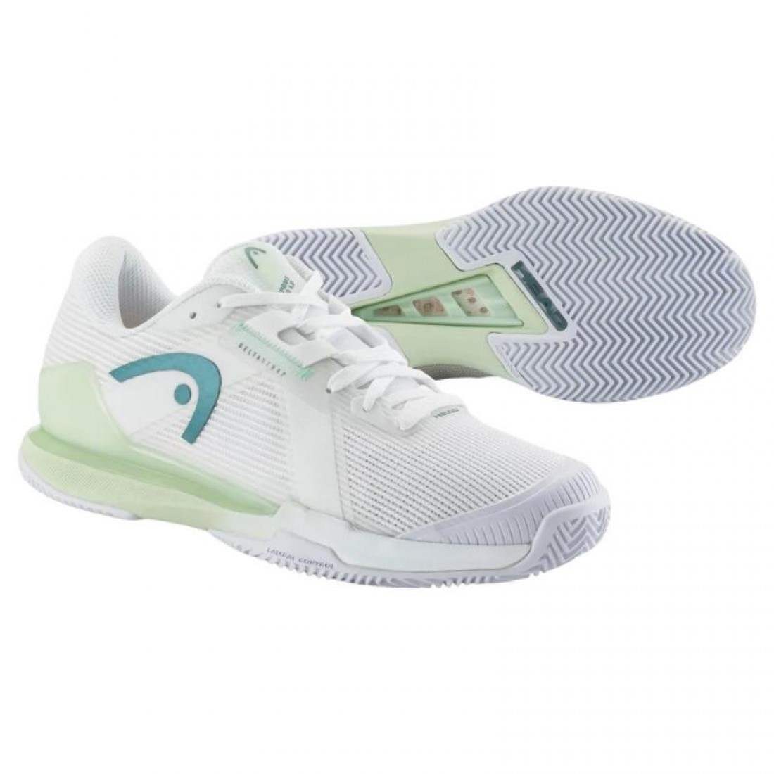 Zapatillas Asics Head Sprint Pro 4.0 Clay White Light Green Women''s Sneakers